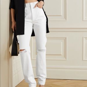 Alexander Wang white distressed high rise dipped back jeans